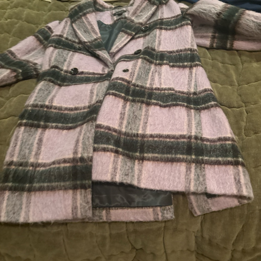 Halogen Pink and Gray Plaid Coat
